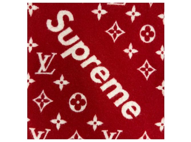 Sciarpa Stole in Lana e Cashmere con Frange Louis Vuitton x Supreme Rosso - vista 4