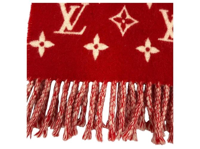 Sciarpa Stole in Lana e Cashmere con Frange Louis Vuitton x Supreme Rosso - vista 5
