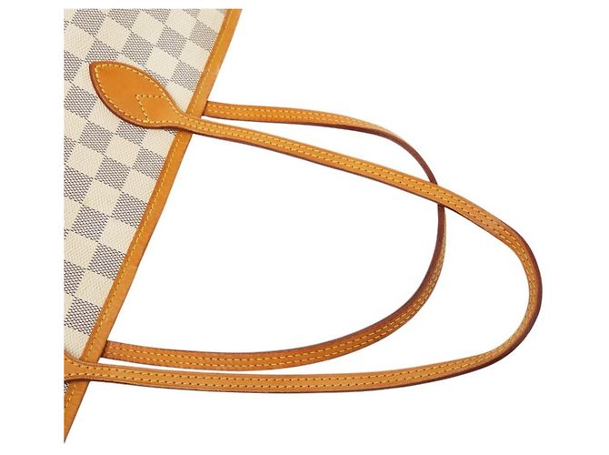 Borsa a tracolla Louis Vuitton Damier Azur Neverfull GM Marrone Bianco - vista 11
