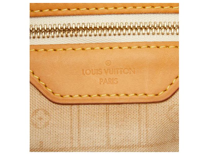 Borsa a tracolla Louis Vuitton Damier Azur Neverfull GM Marrone Bianco - vista 13