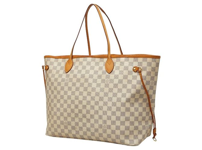 Borsa a tracolla Louis Vuitton Damier Azur Neverfull GM Marrone Bianco - vista 2