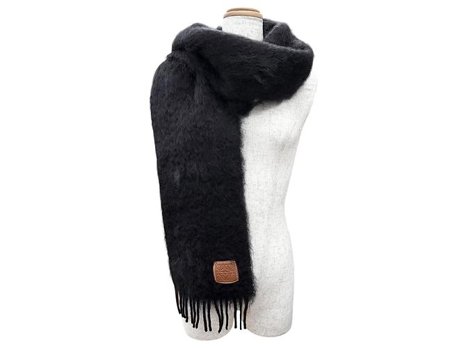 Loewe Mohair-Wollstola in Schwarz - Ansicht 2