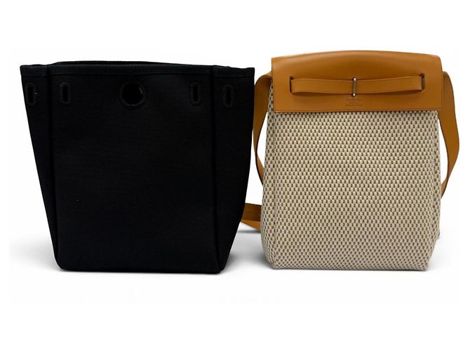 Hermès Borsa a tracolla Hermes Herbag TPM Nero Beige - vista 2