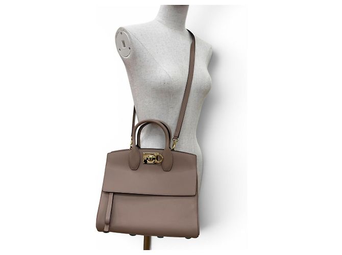 Borsa a tracolla 2-way in pelle morbida Studio Gancini Salvatore Ferragamo Marrone - vista 9