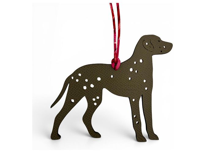 Portachiavi Petit H in pelle Rose Etoupe Cane Dalmata Hermès Taupe - vista 2