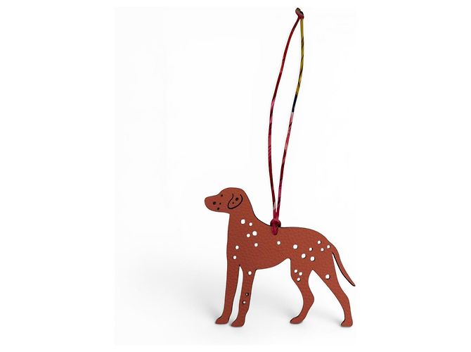 Portachiavi Petit H in pelle Rose Etoupe Cane Dalmata Hermès Taupe - vista 3