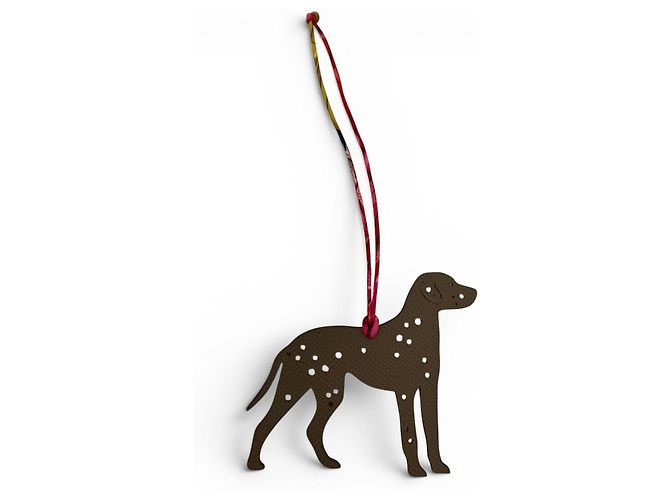 Portachiavi Petit H in pelle Rose Etoupe Cane Dalmata Hermès Taupe - vista 4