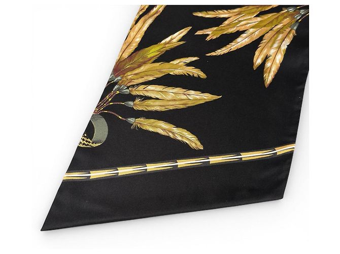 Hermès HERMES Carre Long Maxi Twilly Seidentuch Schwarz Gelb - Ansicht 5