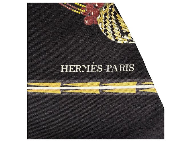 Hermès HERMES Carre Long Maxi Twilly Seidentuch Schwarz Gelb - Ansicht 8