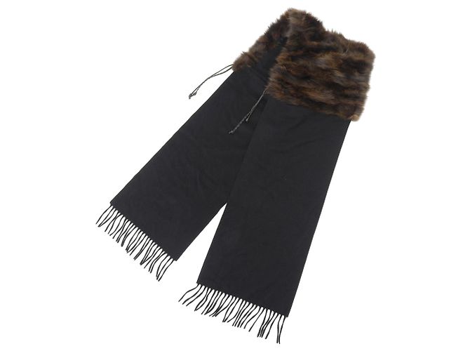 Stola in cashmere Fendi con bordatura in pelle Marrone Nero - vista 4