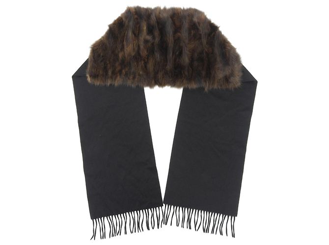 Stola in cashmere Fendi con bordatura in pelle Marrone Nero - vista 5