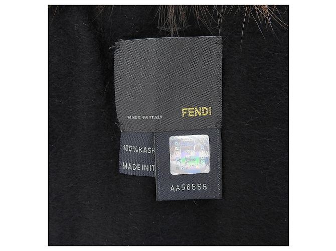 Stola in cashmere Fendi con bordatura in pelle Marrone Nero - vista 9
