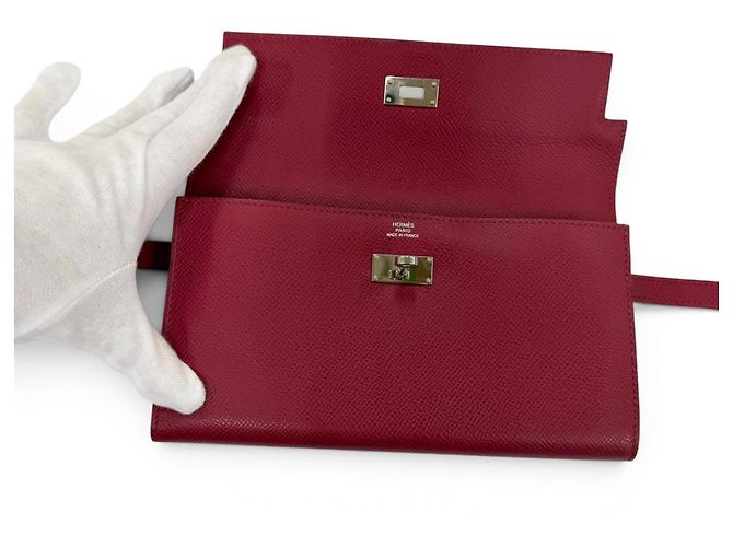 Hermès Kelly Long Wallet aus Epsom-Leder in Ruby Rot - Ansicht 5