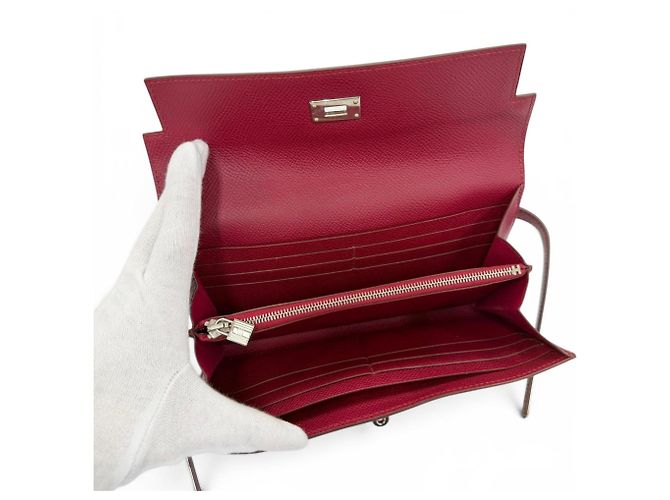 Hermès Kelly Long Wallet aus Epsom-Leder in Ruby Rot - Ansicht 6