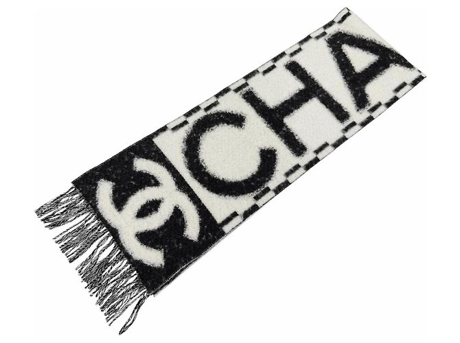 Stola Chanel in misto cashmere e seta Nero Bianco - vista 5