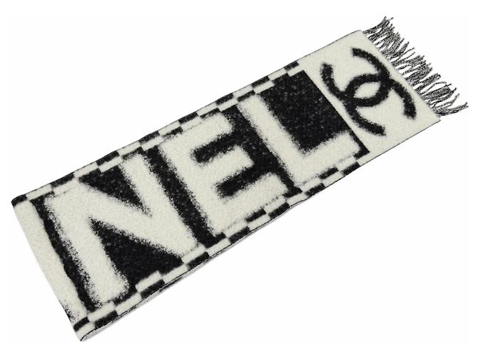 Stola Chanel in misto cashmere e seta Nero Bianco - vista 6