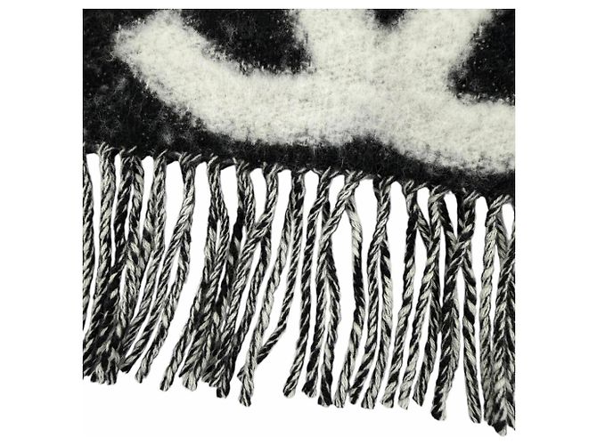 Stola Chanel in misto cashmere e seta Nero Bianco - vista 7