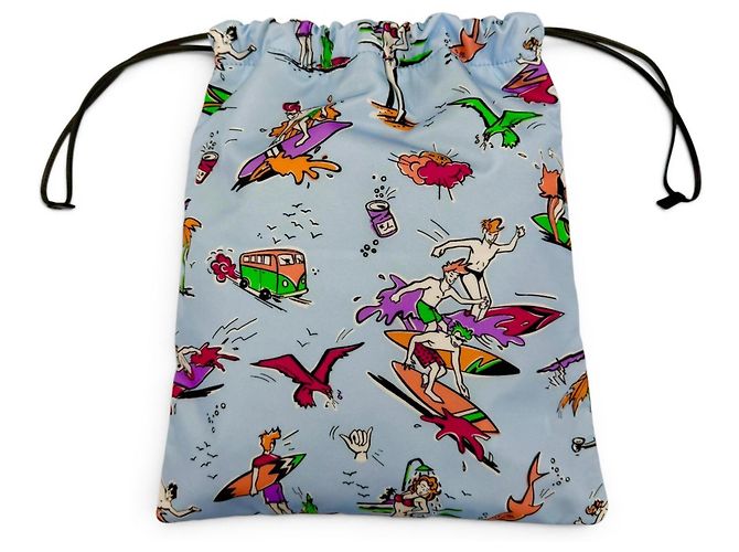 Pochette de cordón con estampado de surf Logo Triangle Prada 1NK001 Azul Multicolor - vista 2