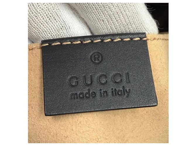 Bolsa de couro com acabamento em camurça Gucci Sherry Line Preto - vista 11