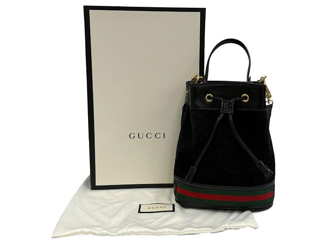 Bolsa de couro com acabamento em camurça Gucci Sherry Line Preto - vista 2