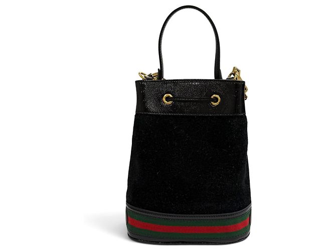 Bolsa de couro com acabamento em camurça Gucci Sherry Line Preto - vista 3