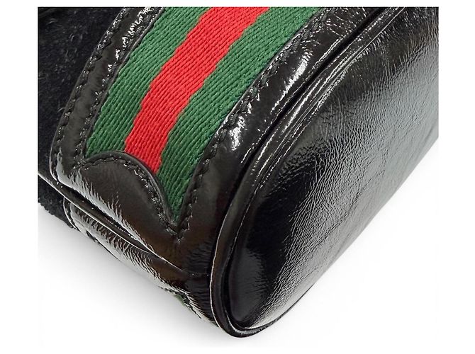 Bolsa de couro com acabamento em camurça Gucci Sherry Line Preto - vista 6