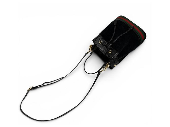 Bolsa de couro com acabamento em camurça Gucci Sherry Line Preto - vista 8