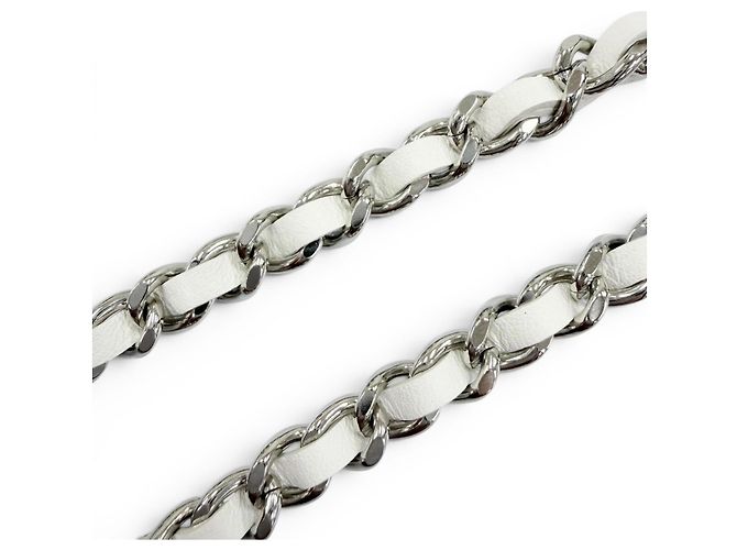 Collana Chanel 2025 B25C Coco Mark in pelle e strass Argento Bianco - vista 4