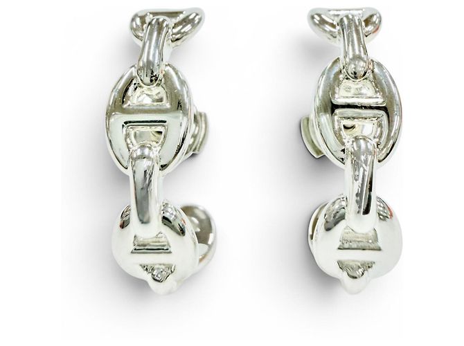 Hermès Orecchini a lobo Hermes Chaine d'Ancre Enchainée in argento sterling - vista 3