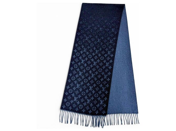 Stola in lana e cashmere Monogram Gradient Louis Vuitton Blu navy - vista 3