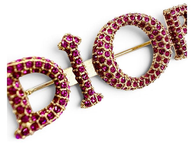 Spilla Christian Dior con strass Rosa D'oro - vista 7