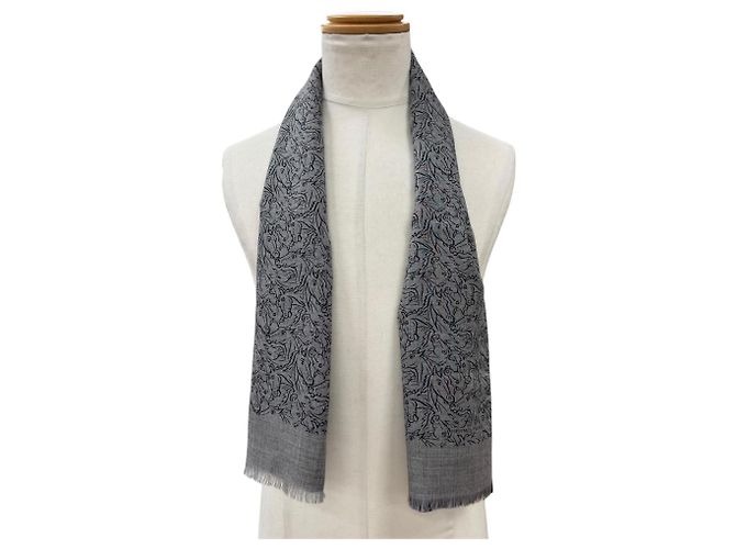 Stola reversibile in cashmere e seta Tissé Hermès Marrone Blu navy - vista 2