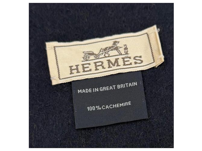 Hermès Stola in cashmere Hermes Recto Verso Marrone Blu navy - vista 6