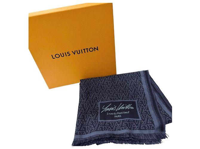 Stola Louis Vuitton in lana e seta blu navy - vista 2