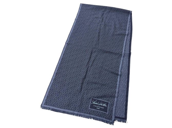 Stola Louis Vuitton in lana e seta blu navy - vista 4