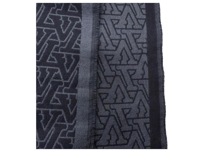 Stola Louis Vuitton in lana e seta blu navy - vista 5