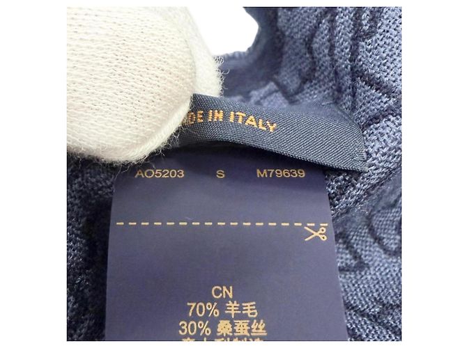 Stola Louis Vuitton in lana e seta blu navy - vista 9