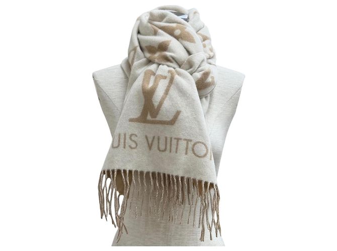 Stola in cashmere Louis Vuitton beige - vista 4