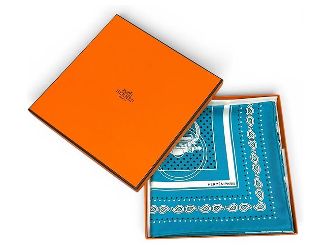 Hermès Hermes Seidentuch Carre 55 Ex-Libris Türkis - Ansicht 2