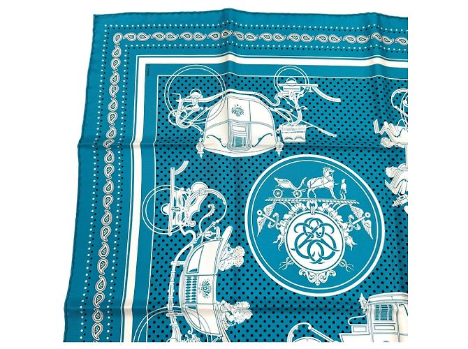 Hermès Hermes Seidentuch Carre 55 Ex-Libris Türkis - Ansicht 3