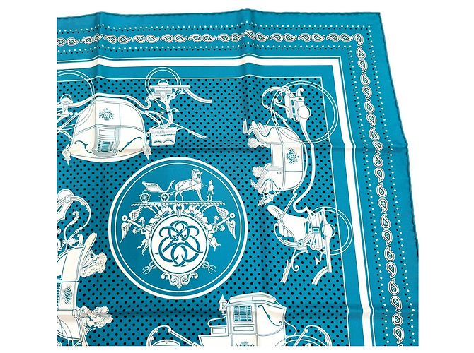 Hermès Hermes Seidentuch Carre 55 Ex-Libris Türkis - Ansicht 4