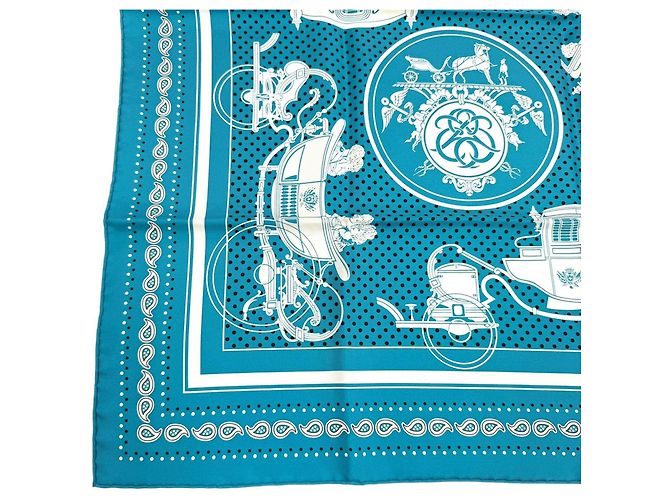 Hermès Hermes Seidentuch Carre 55 Ex-Libris Türkis - Ansicht 5