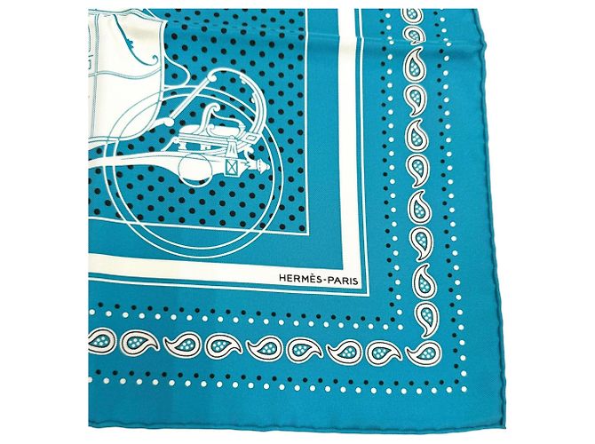 Hermès Hermes Seidentuch Carre 55 Ex-Libris Türkis - Ansicht 6