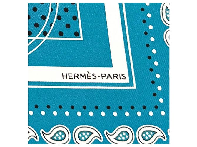 Hermès Hermes Seidentuch Carre 55 Ex-Libris Türkis - Ansicht 7