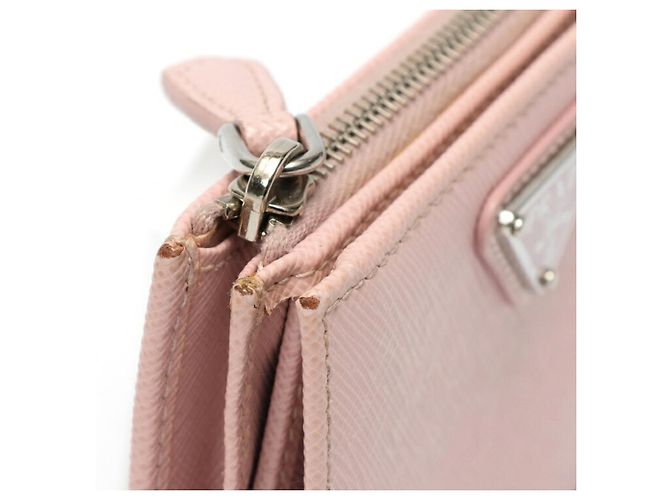 Portafoglio Prada Saffiano Triangle Rosa - vista 4