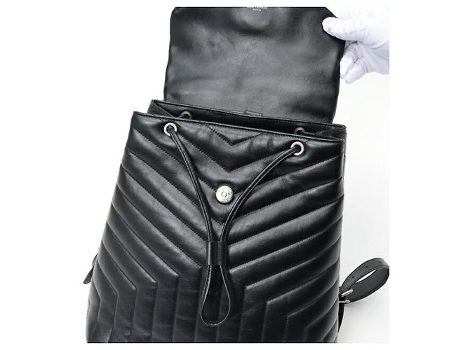 Zaino Saint Laurent Loulou Medium in pelle nera Nero - vista 6