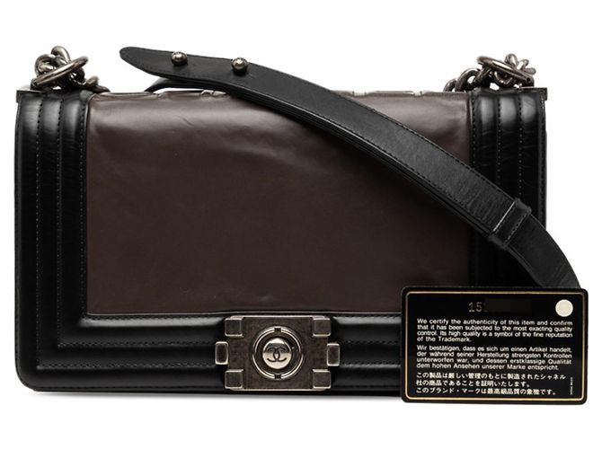 Boy Sac à bandoulière à chaîne Chanel Coco Mark pour garçon Marron Noir - vue 7