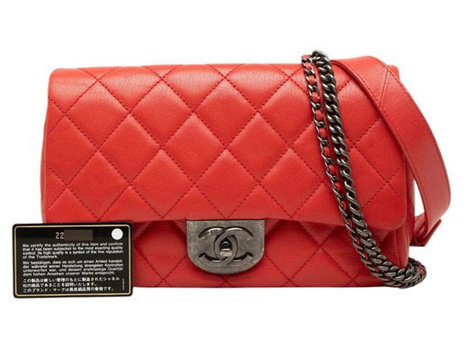 Borsa a Spalla Chanel Matelassé Coco Mark Chain Rosso - vista 7