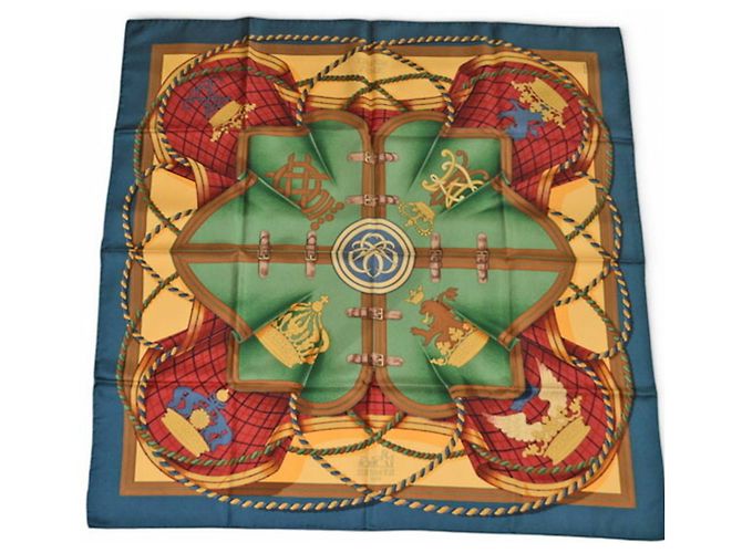 Hermès Sciarpa Hermes Grande Tenue Carre 90 Verde Arancione - vista 2