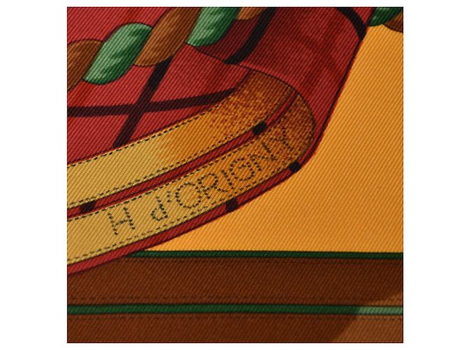 Hermès Sciarpa Hermes Grande Tenue Carre 90 Verde Arancione - vista 9